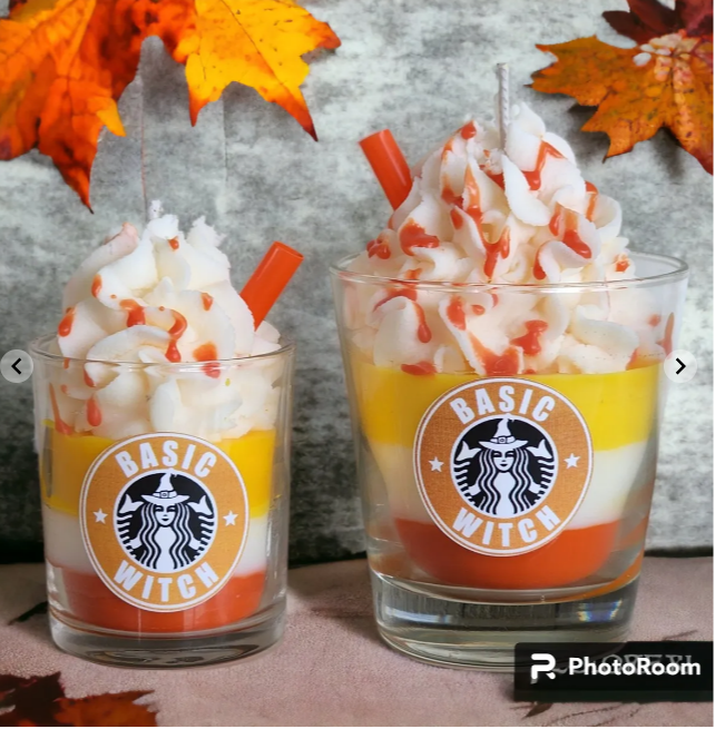 Candy Corn Cafe Theme Soy Candle - Hand Made