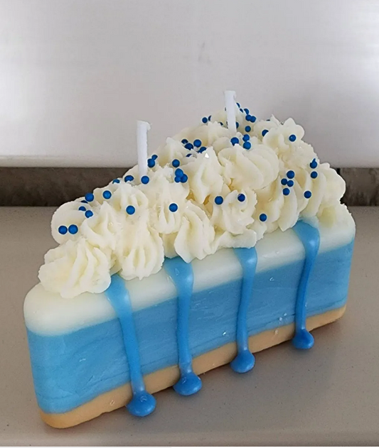 Blueberry Cake Slice | Blue Candle | 8oz | The Candle Maniac