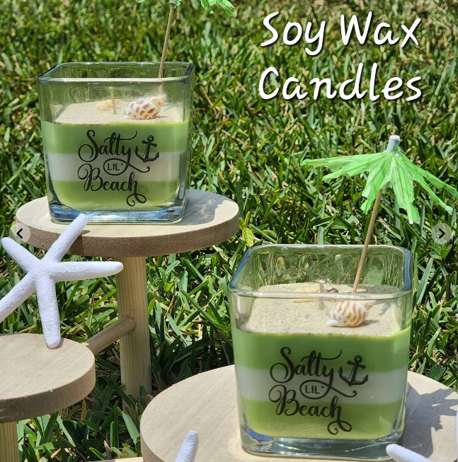 Beach Theme scented Soy Wax Candle 16oz- Hand Made