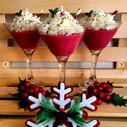 Holiday Cheer Martini Theme Soy Wax Candle - 12oz - Hand Made